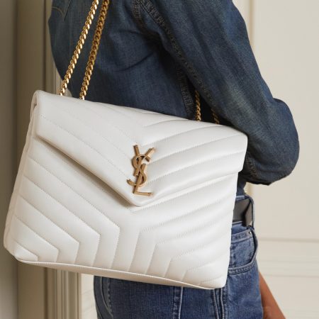 SAINT LAURENT YSL Loulou Medium Quilted Leather Shoulder Bag White - Image 4