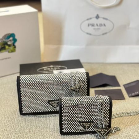 Prada Flap Card Holder with Chain - Image 4