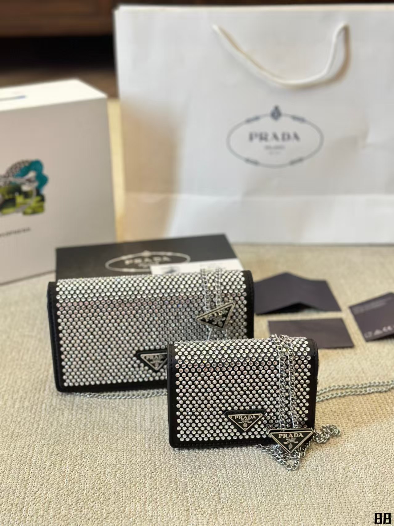 Prada Flap Card Holder with Chain - Image 4