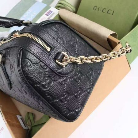 Gucci GG Emblem Medium Boston Black Top Quality - Image 3