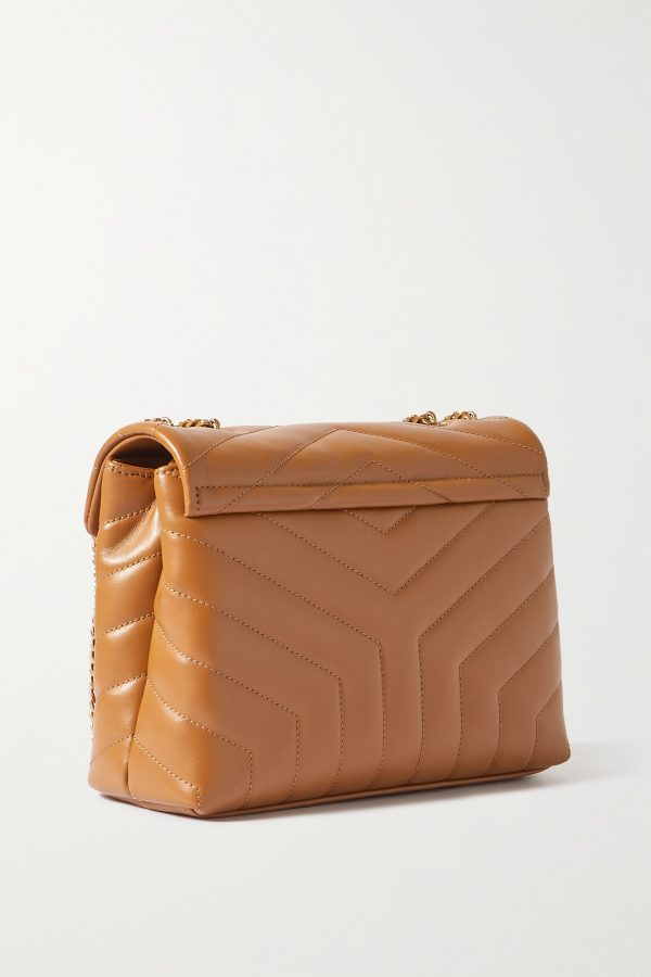 SAINT LAURENT YSL Loulou Small Quilted Leather Shoulder Bag Tan