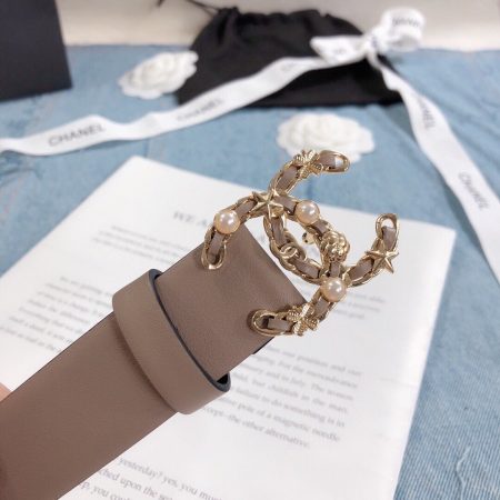Chanel Belt With Double C Buckle Beige Gold Toned Hardware Women Belt 30MM - Image 3