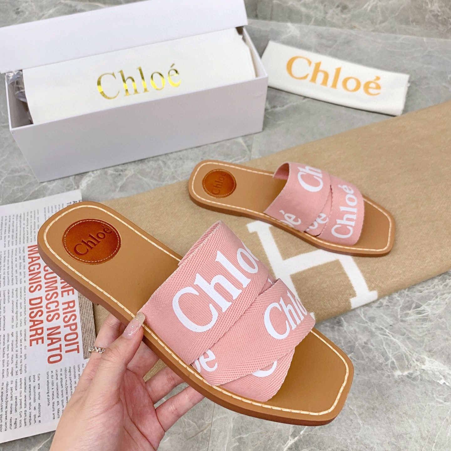 Chloe Woody Flat Mule Slide Sandals - Image 6