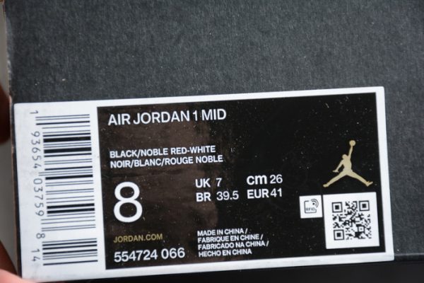 Air Jordan 1 MID bred toe 554724-066