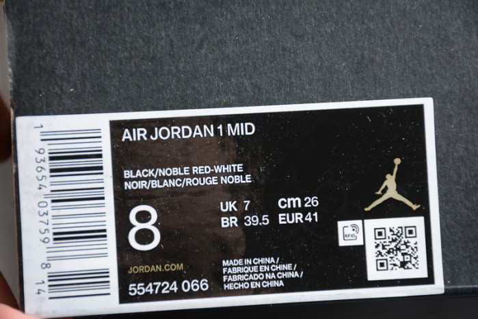 Air Jordan 1 MID bred toe 554724-066 - Image 8