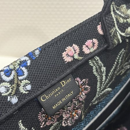 Dior Book Tote Medium Black Multicolor DiorPetitesFleurs Embroidery - Image 8