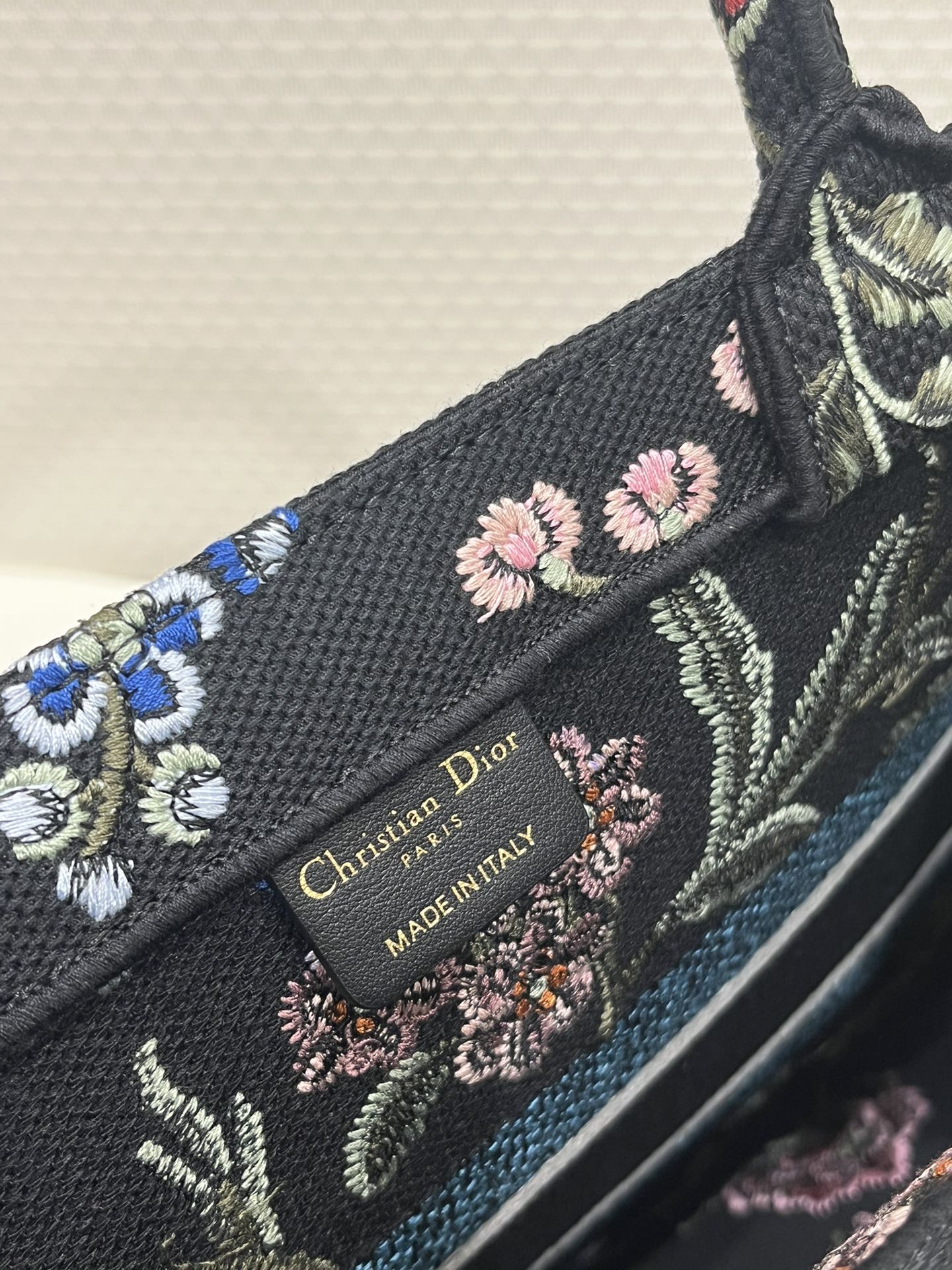 Dior Book Tote Medium Black Multicolor DiorPetitesFleurs Embroidery - Image 8
