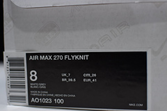 NIKE AIR MAX 270 FLYKNIT WHITE/BLACK AO1023-100 - Image 9