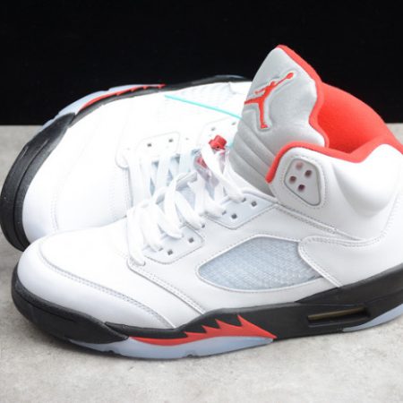 Air Jordan 5 Fire Red 2020 Silver Tongue DA1911-102 - Image 6