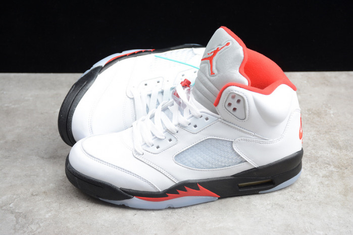 Air Jordan 5 Fire Red 2020 Silver Tongue DA1911-102 - Image 6