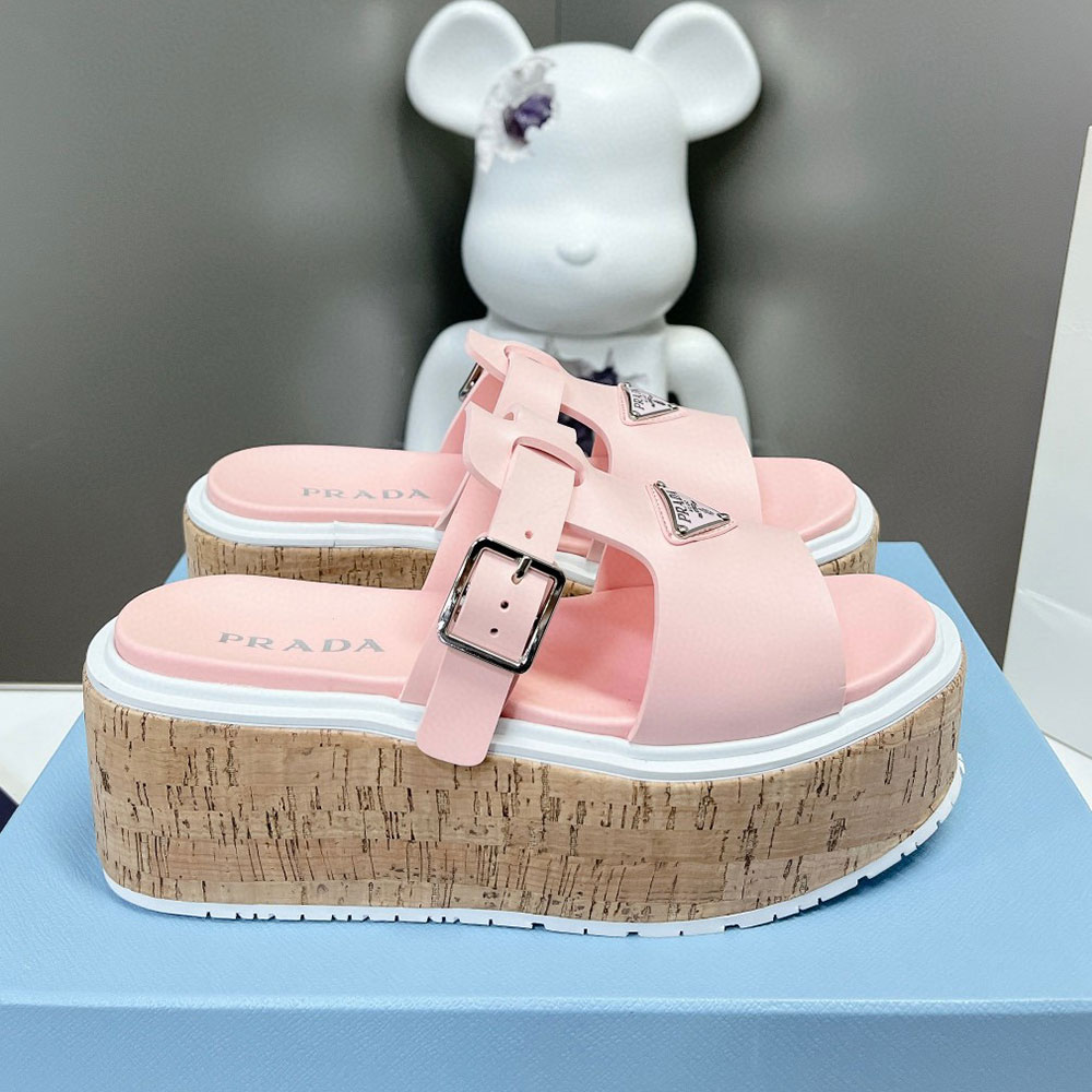Prada  Leather Platform sandals Slide - Image 3