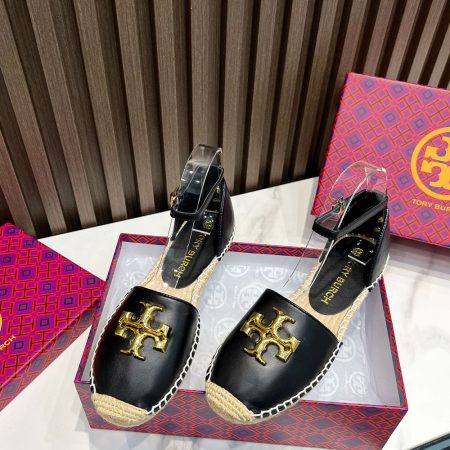 Tory Burch Eleanor D'orsay Stylish Flip-flops With Hemp Bottoms Sandals Slide - Image 4