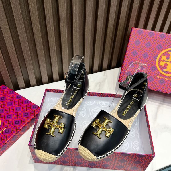 Tory Burch Eleanor D'orsay Stylish Flip-flops With Hemp Bottoms Sandals Slide