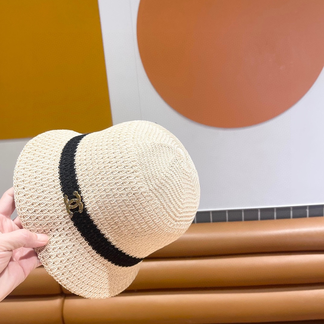 Chanel Knitted Hollow Breathable Fisherman's Hat  Sunhat - Image 4