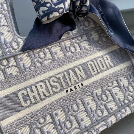 Dior Book Tote Small Gray Dior Oblique Embroidery - Image 4
