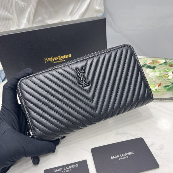 Saint Laurent YSL Caivar  Zipper Long Wallet