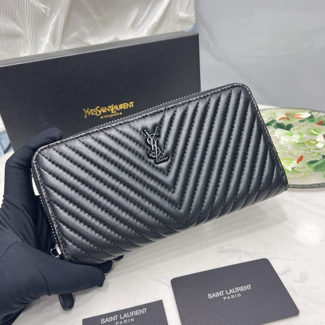 Saint Laurent YSL Caivar  Zipper Long Wallet - Image 2