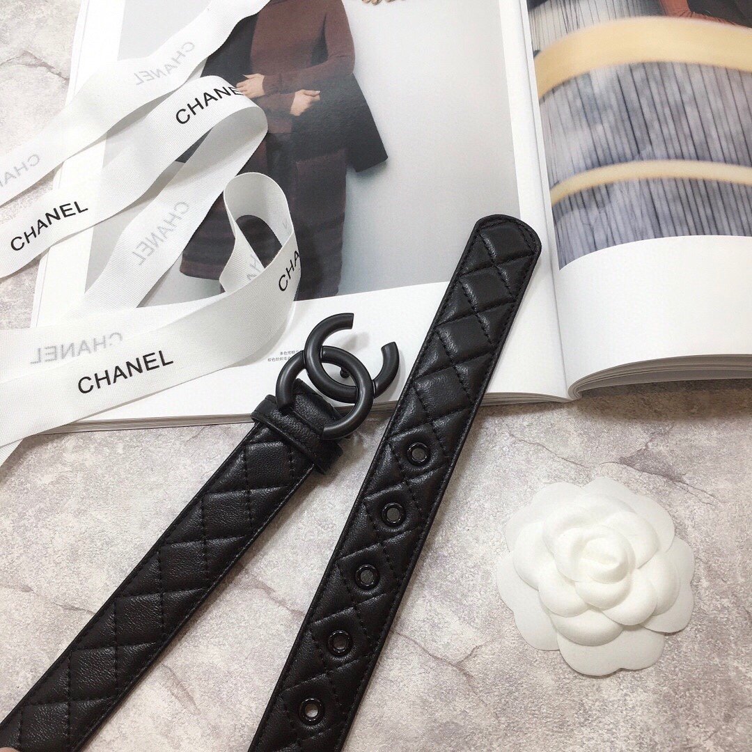 Chanel Belt Quilted With Double C Buckle Black With Black Hardware Women Belt 30MM - Image 2