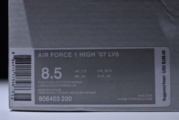 Nike AIR FORCE 1 HIGH 07 LV8 FLAX - 806403-200