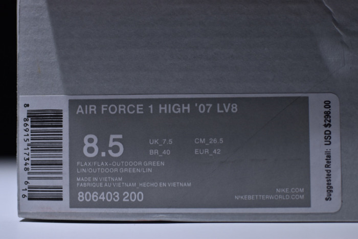 Nike AIR FORCE 1 HIGH 07 LV8 FLAX - 806403-200 - Image 3