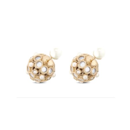 Christian Dior Round Diamond&Pearl Earrings