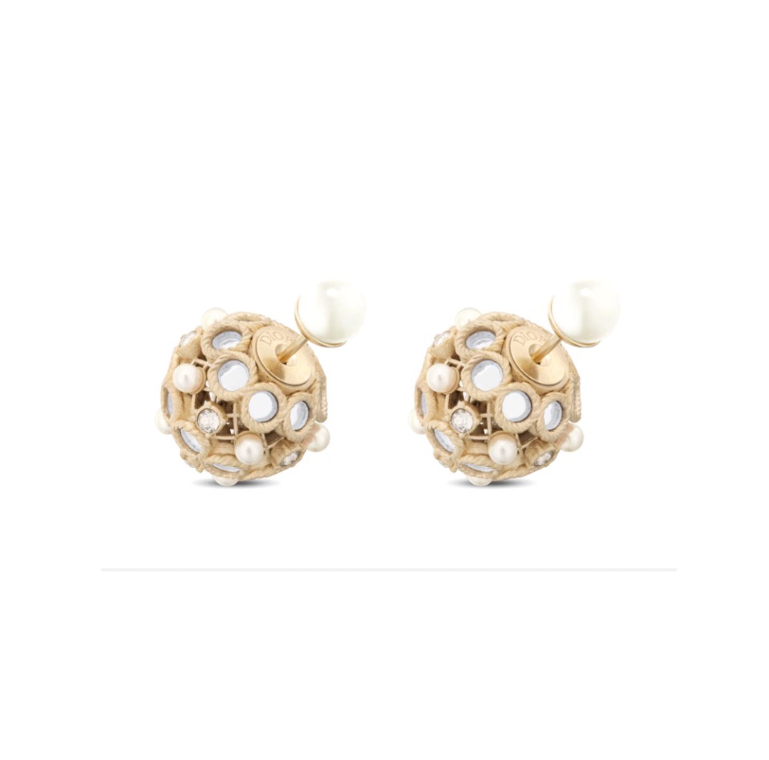 Christian Dior Round Diamond&Pearl Earrings - Image 1