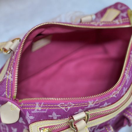 LV Monogram Denim Neo Speedy Fuchsia Bag - Image 9