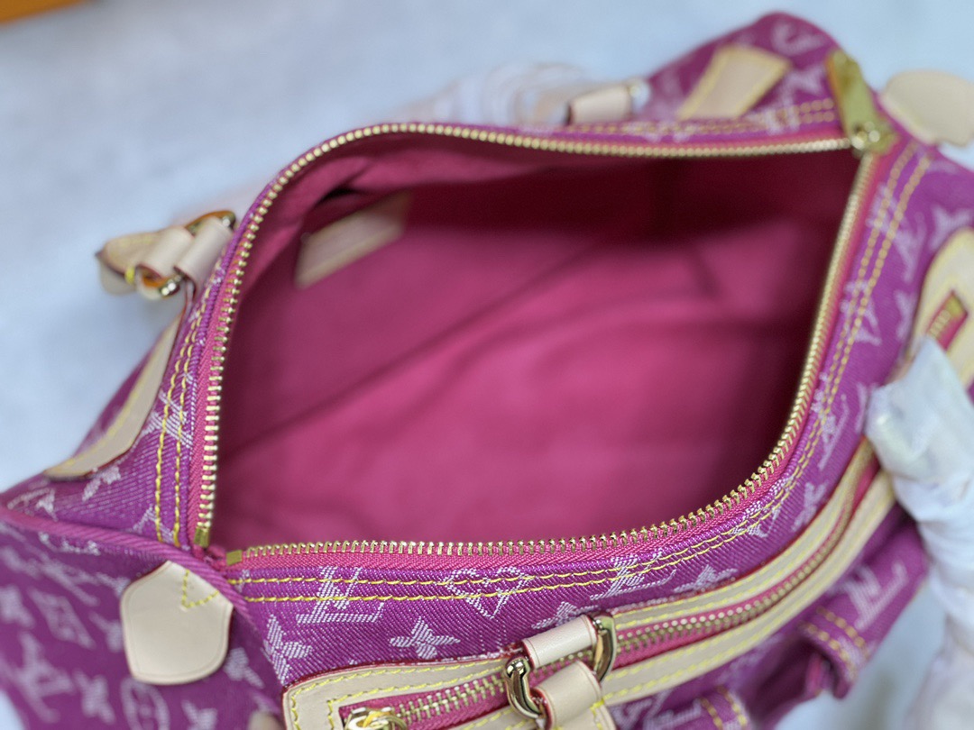 LV Monogram Denim Neo Speedy Fuchsia Bag - Image 9