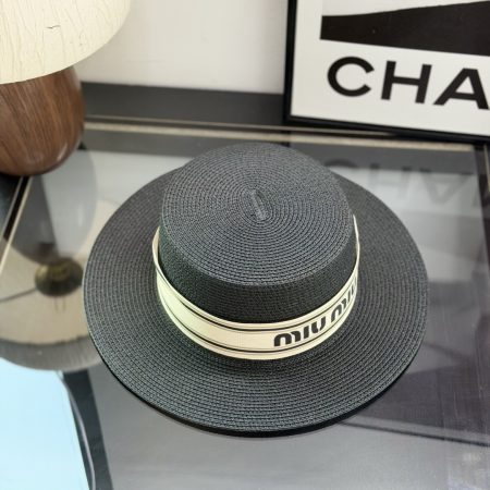 MiuMiu Flat-Brimmed Straw Hat - Image 11