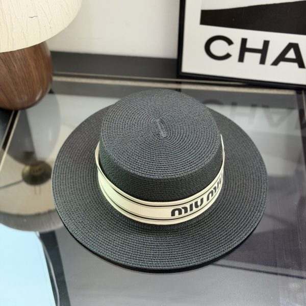 MiuMiu Flat-Brimmed Straw Hat
