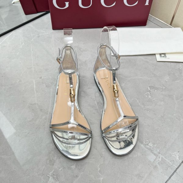 Gucci White bamboo leather sandals