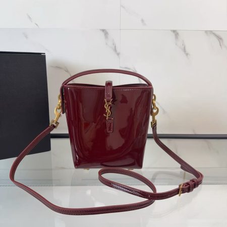 YSL LE 37 Mini in Patent Leather in Bordeaux - Image 1