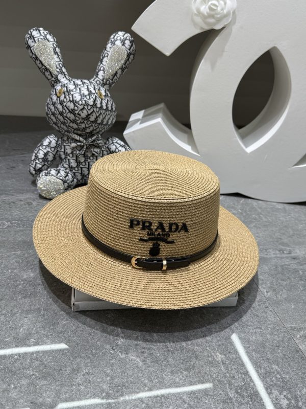 Prada Flat-Brimmed Straw Hat