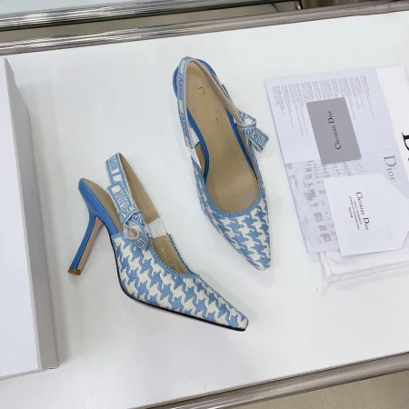 Dior Cotton Houndstooth J'Adior Slingback Heels - Image 11