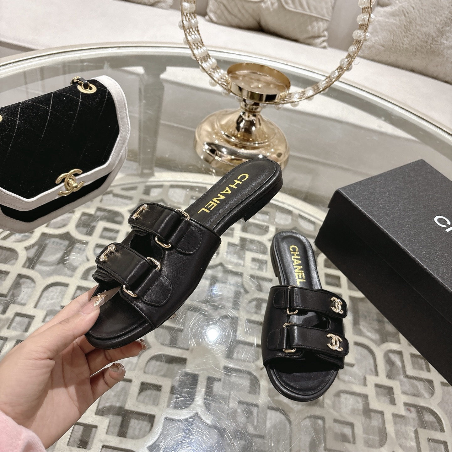 CHANEL CC Spring Flat Sandals - Image 10