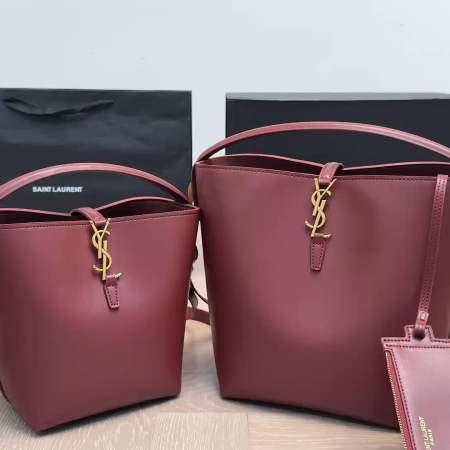 YSL Drawstring Leather Shoulder Bag - Image 2