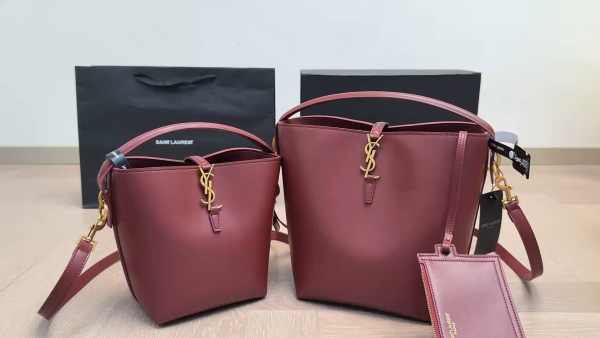 YSL Drawstring Leather Shoulder Bag