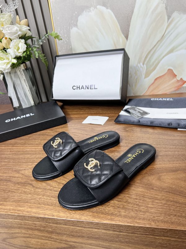 Chanel Quilted CC Slides