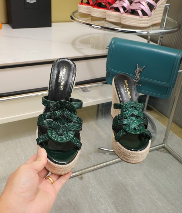 YSL Braided Wedge Sandals