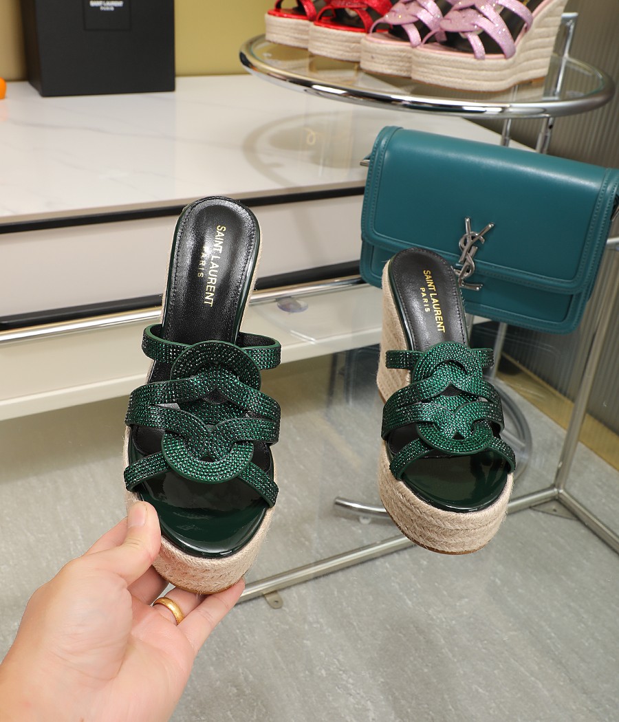YSL Braided Wedge Sandals - Image 3