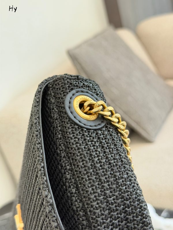 Saint Laurent Nero Raffia Kate Shoulder Bag
