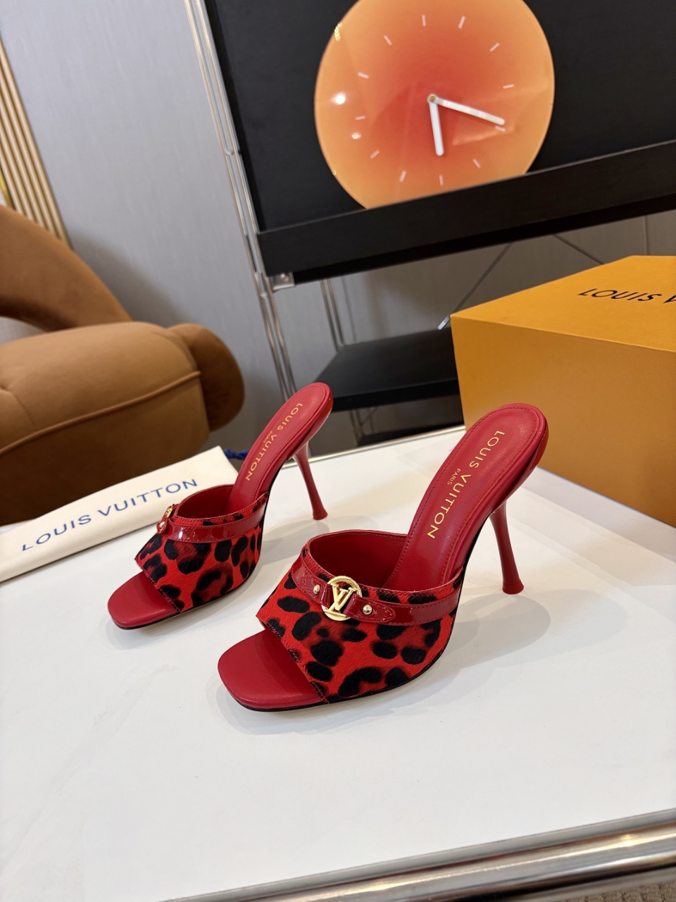 LV High-Heeled Slippers - Image 5