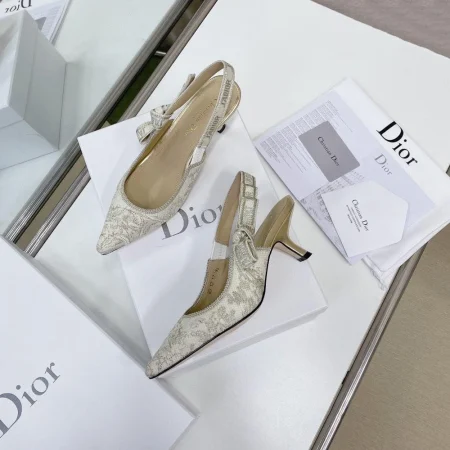 Dior Cotton Houndstooth J'Adior Slingback Heels - Image 7