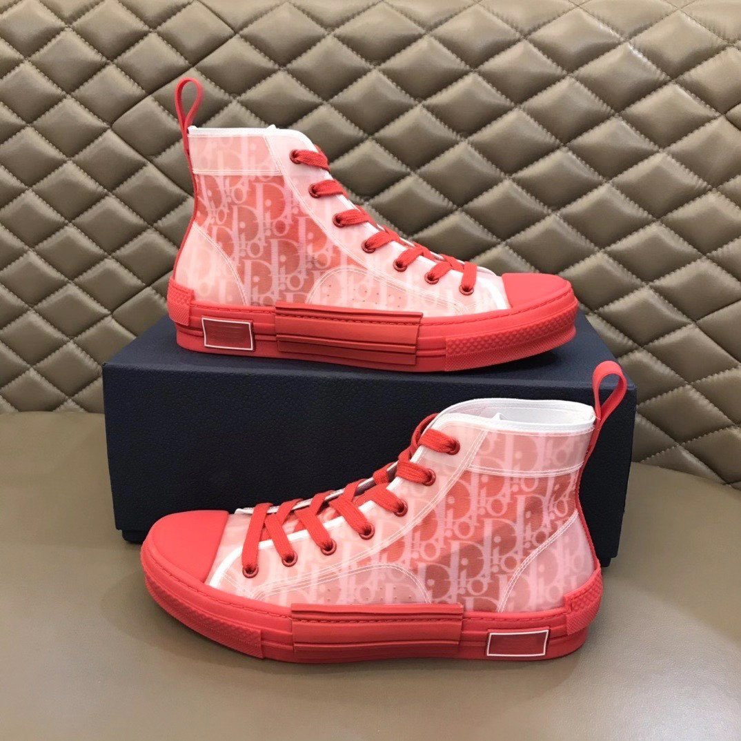 Dior B23 Red High-top Canvas Shoes - Image 2