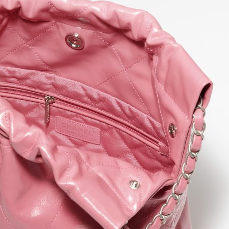 CHANEL 22 SMALL HANDBAG Calfskin & Silver Metal Pink - Image 4