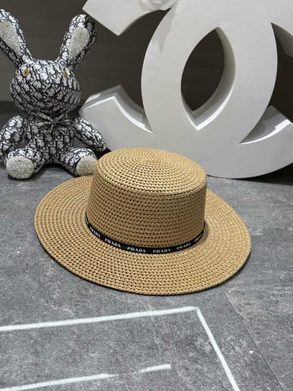 Prada Flat-Brimmed Straw Hat