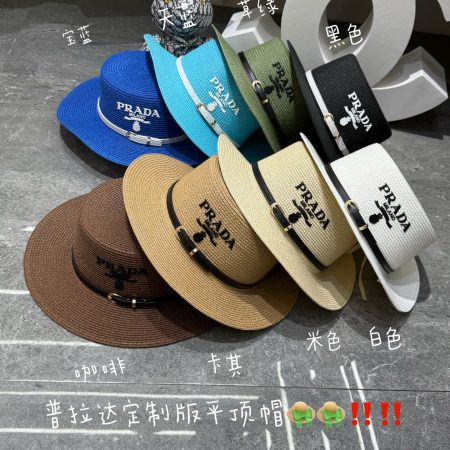 Prada Flat-Brimmed Straw Hat