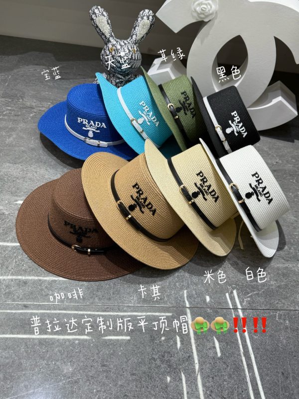 Prada Flat-Brimmed Straw Hat