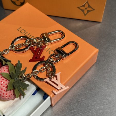 LV Strawberry Bag Charm Keychain - Image 8