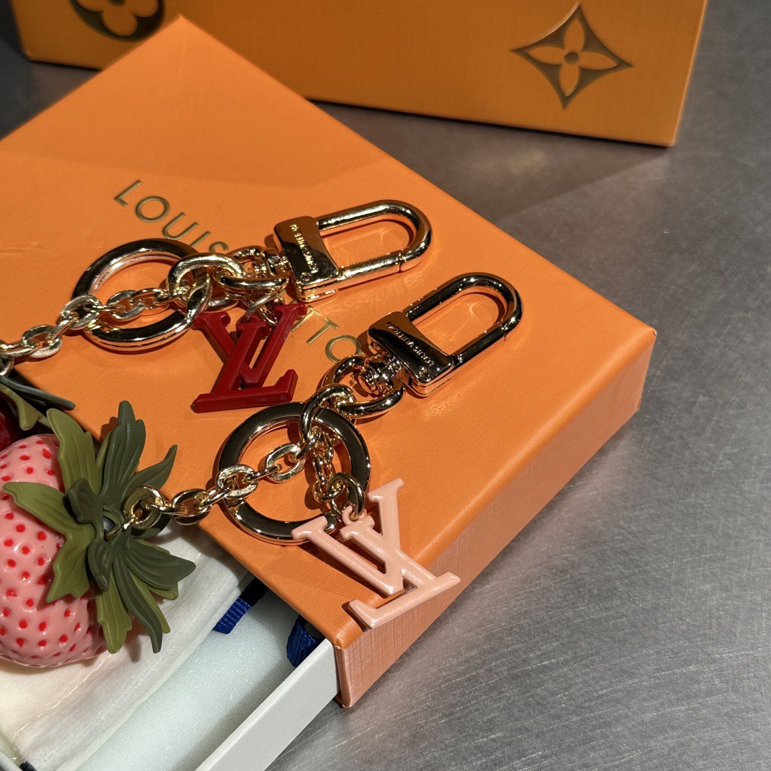 LV Strawberry Bag Charm Keychain - Image 8